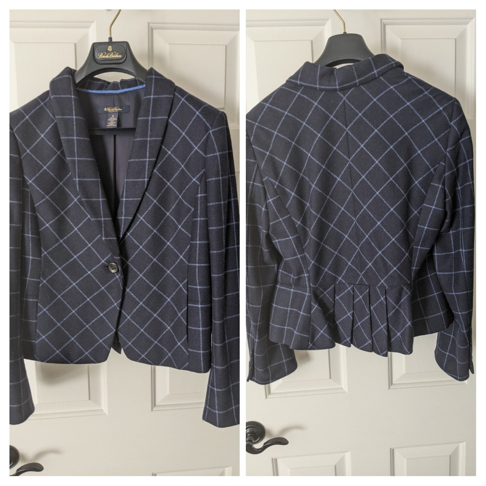 Brooks Brothers plaid wool jacket navy blue